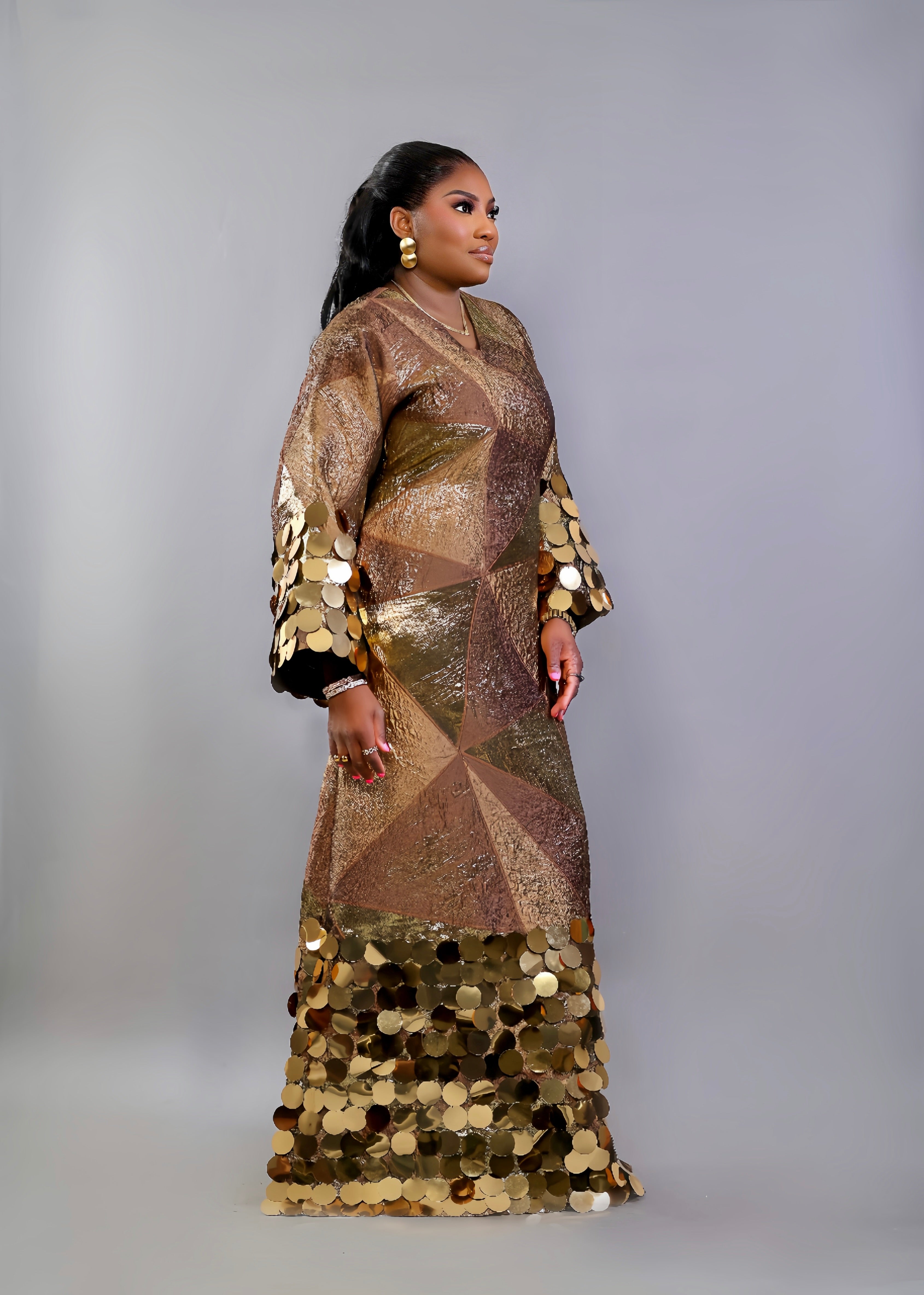 FIA GOLD BROCADE DRESS