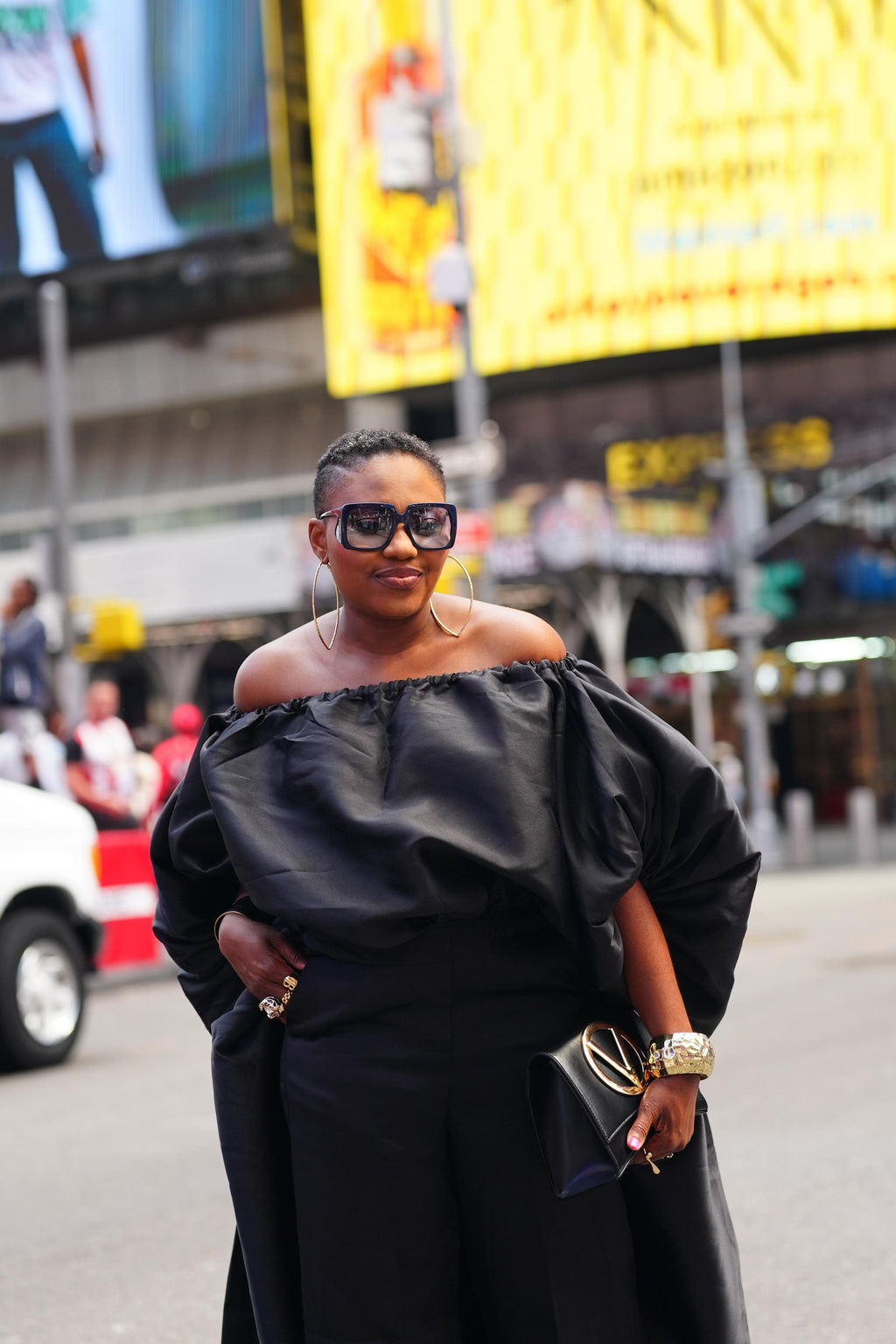 2- piece Kese black cape high low and wide leg pant set