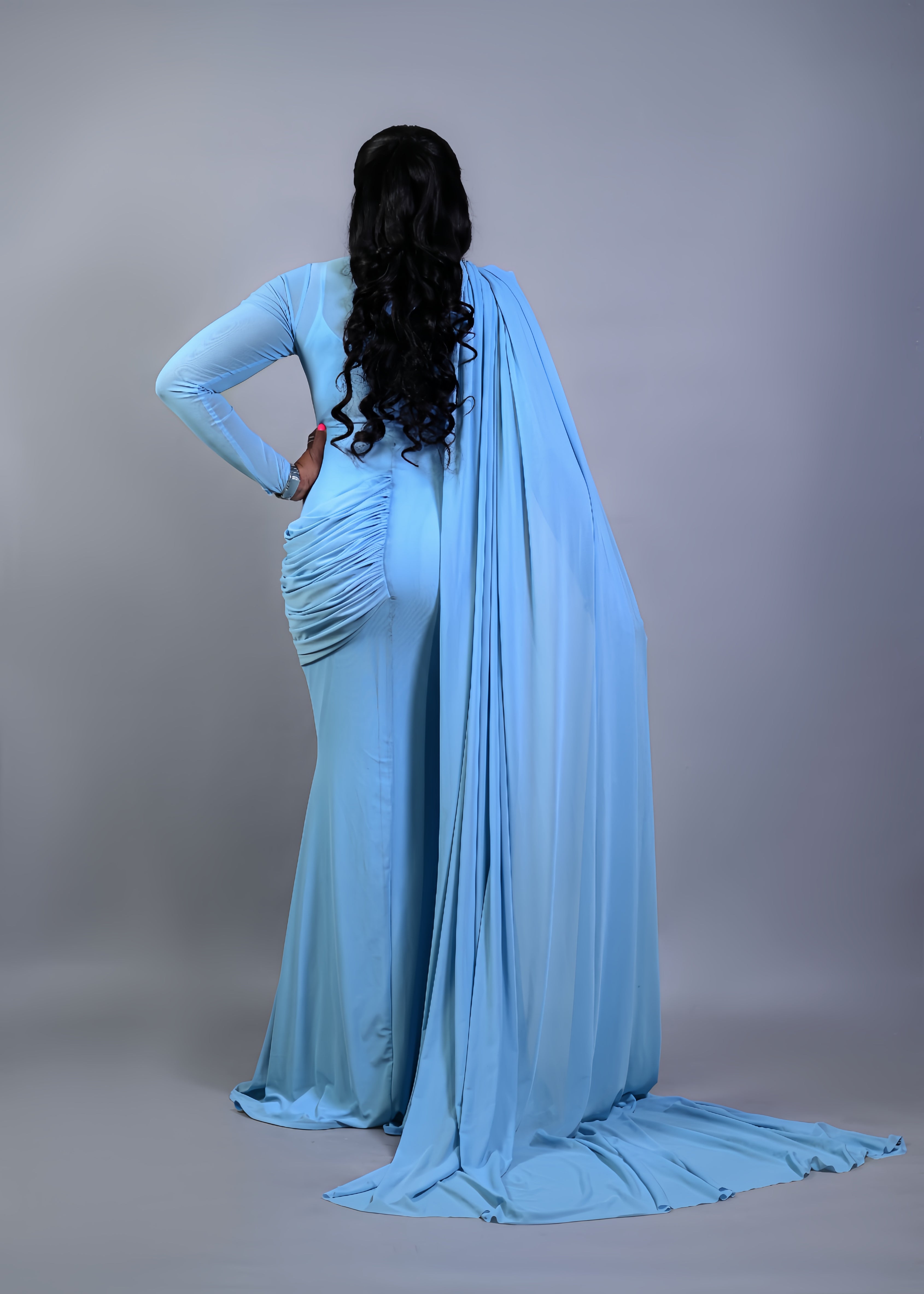 SKY BLUE MESH DRESS (INNER INCLUDED)