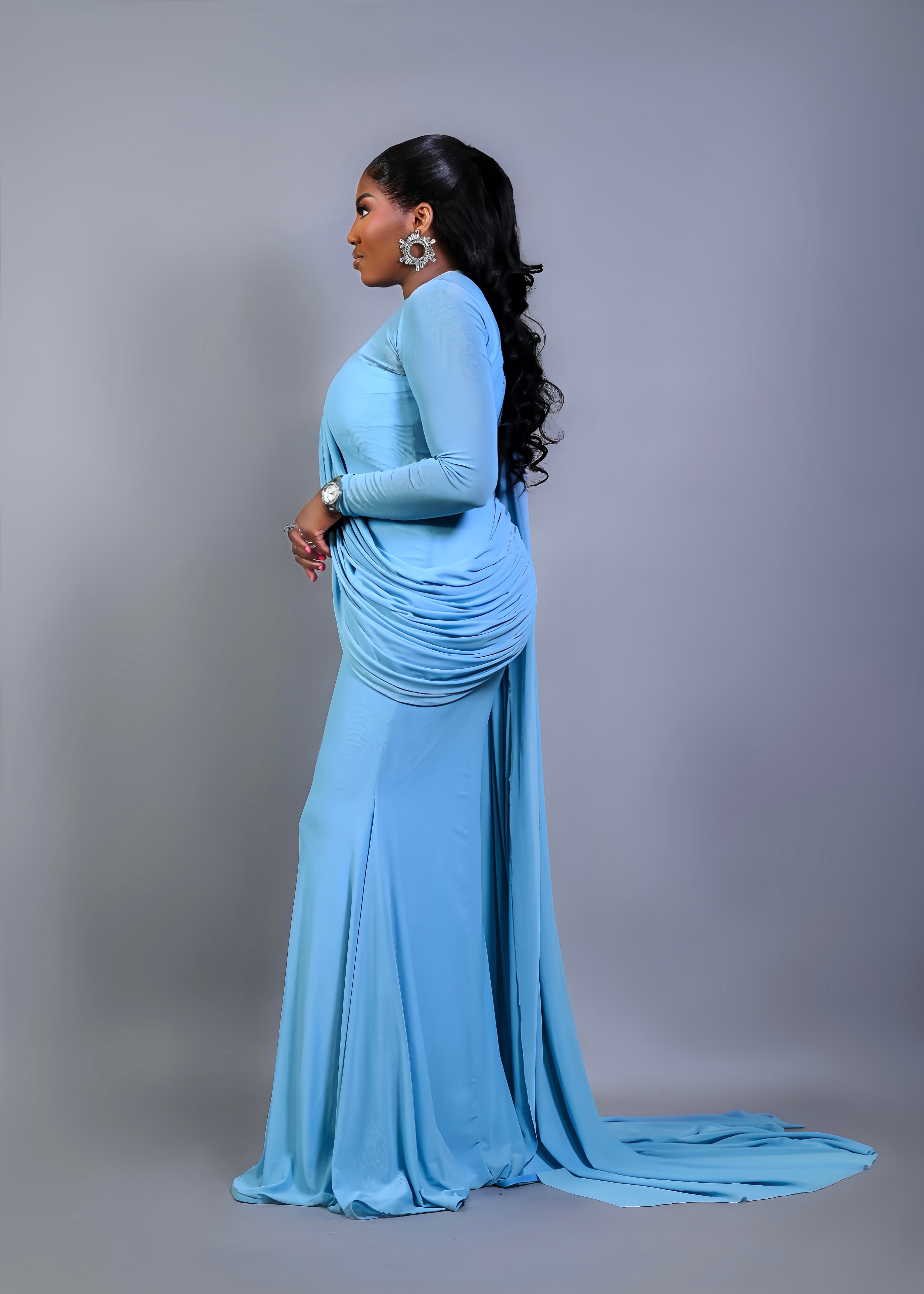 SKY BLUE MESH DRESS (INNER INCLUDED)