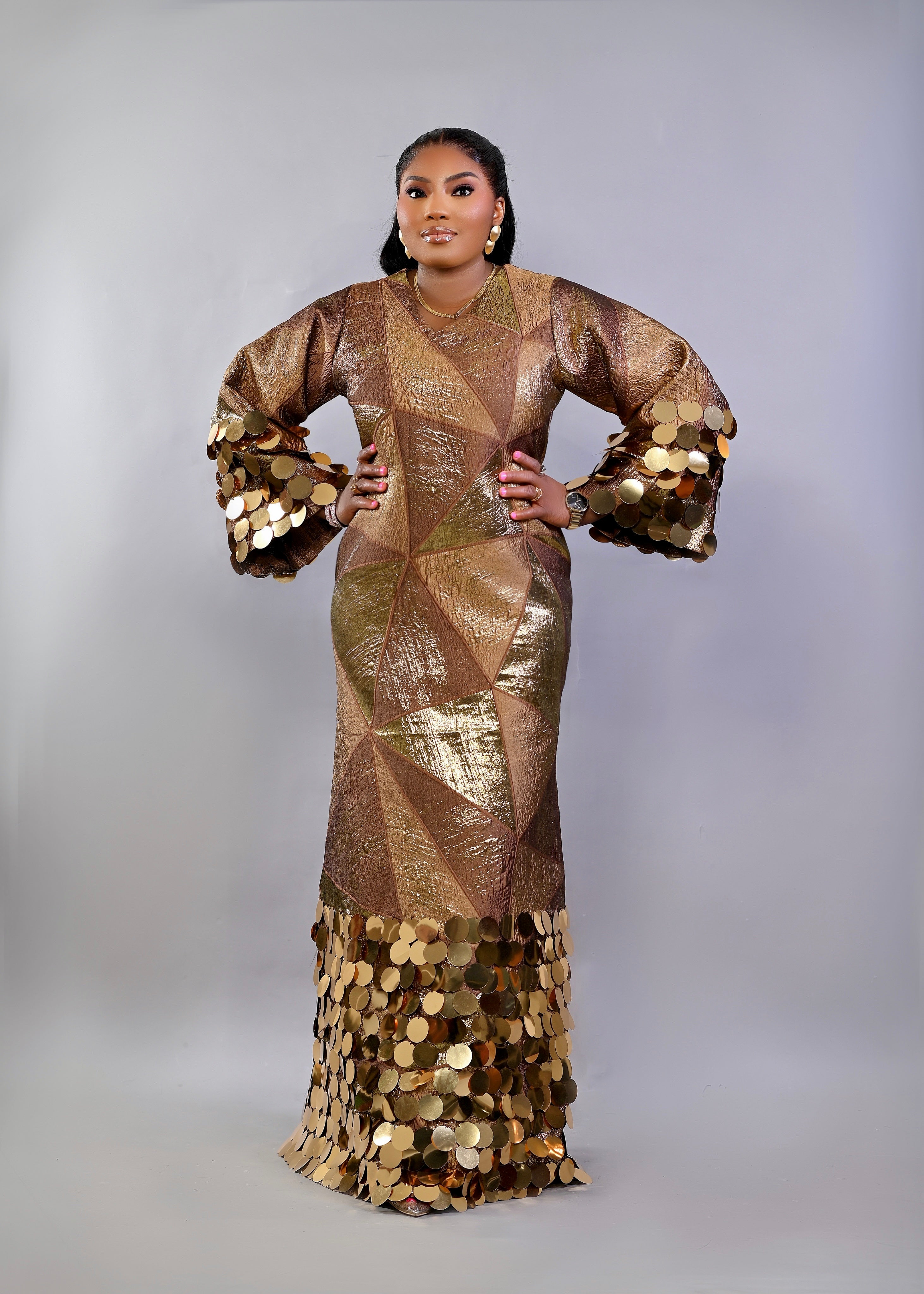 FIA GOLD BROCADE DRESS