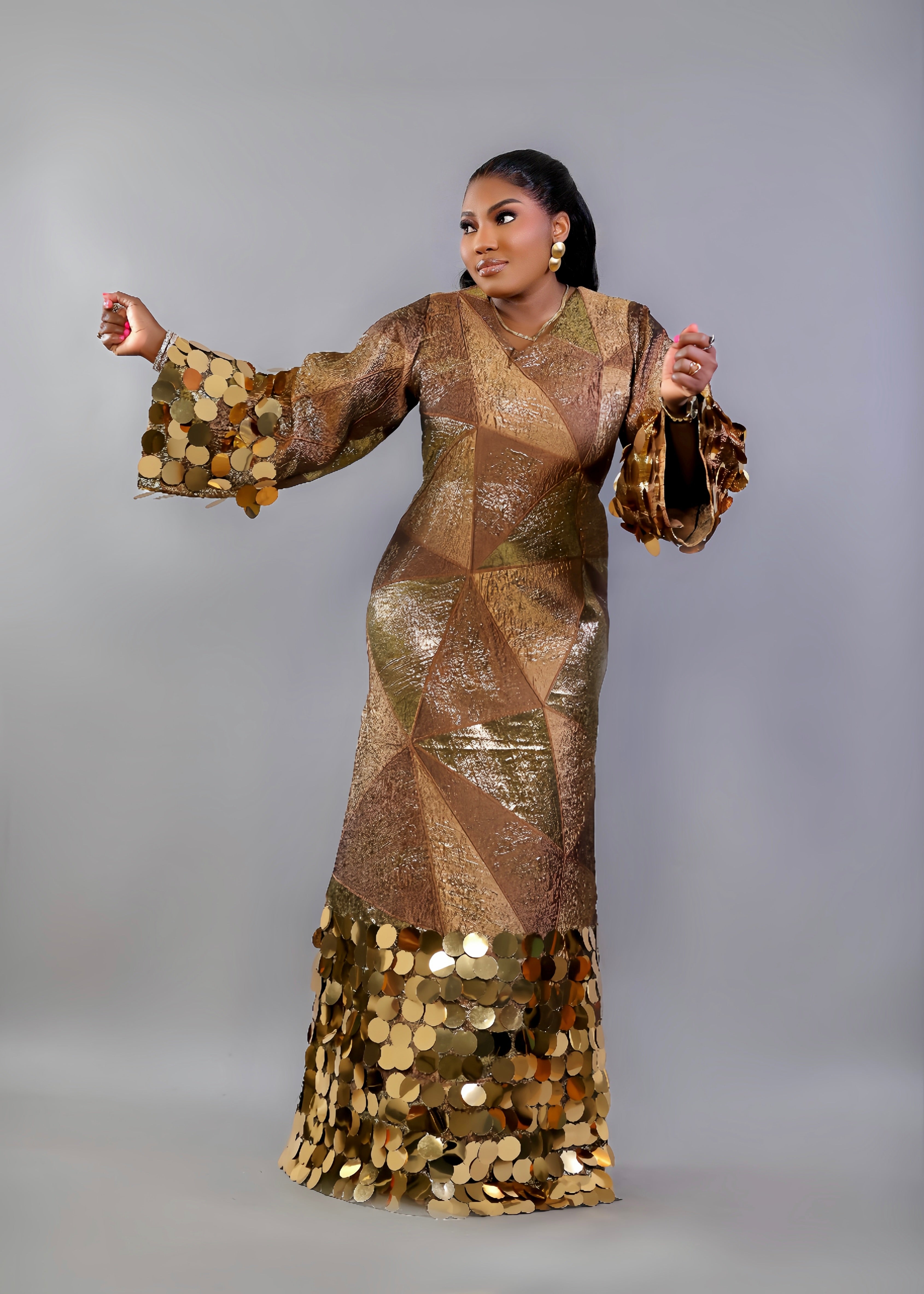 FIA GOLD BROCADE DRESS