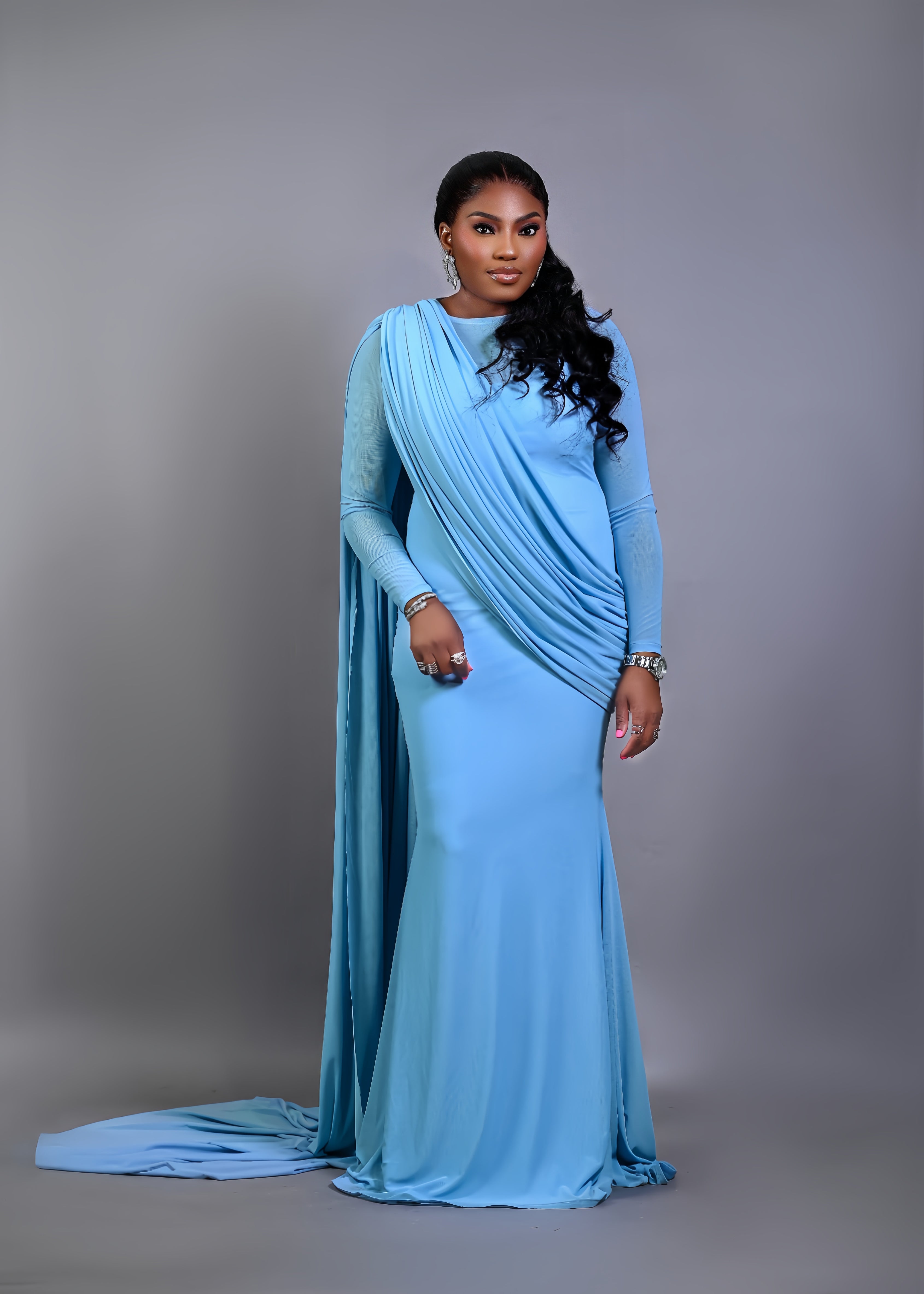 SKY BLUE MESH DRESS (INNER INCLUDED)