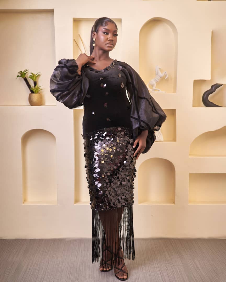 ACHALUGO BLACK VELVET DRESS