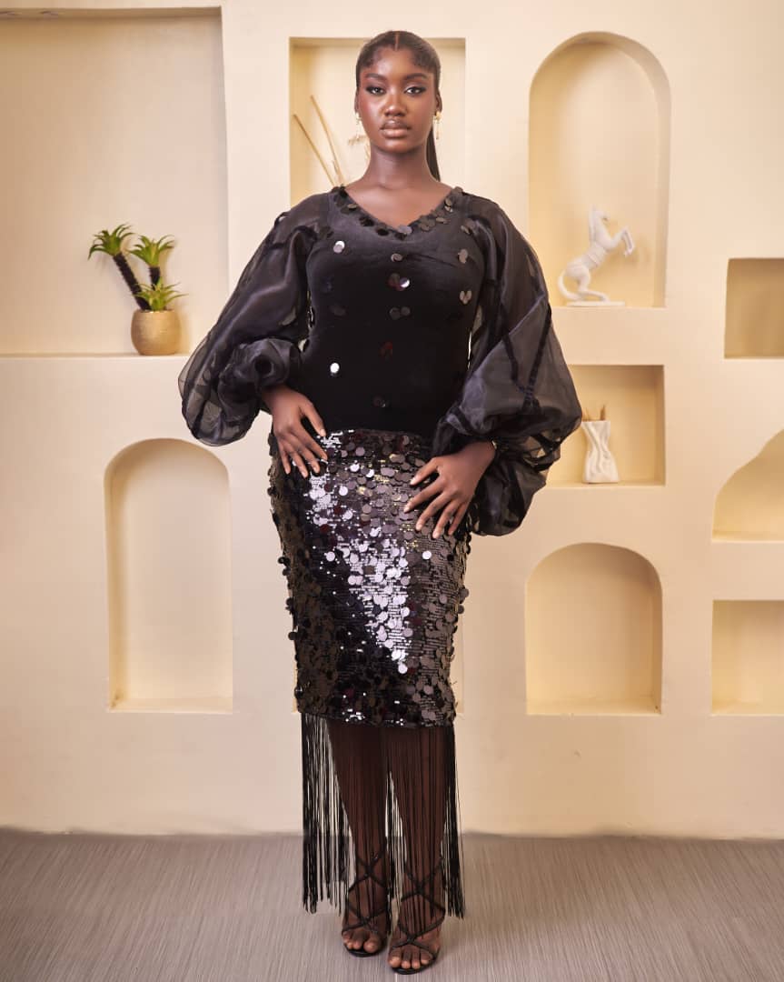 ACHALUGO BLACK VELVET DRESS