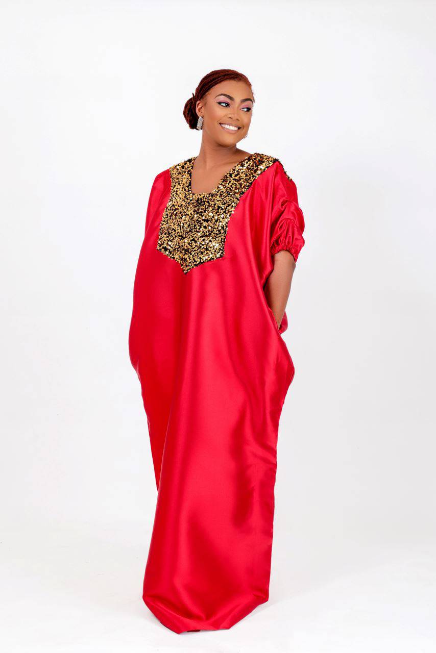 Buga Clothes Buga Boubou Kaftan African Dress- Mikado Silk Fabric (Red) – Bibiré ...