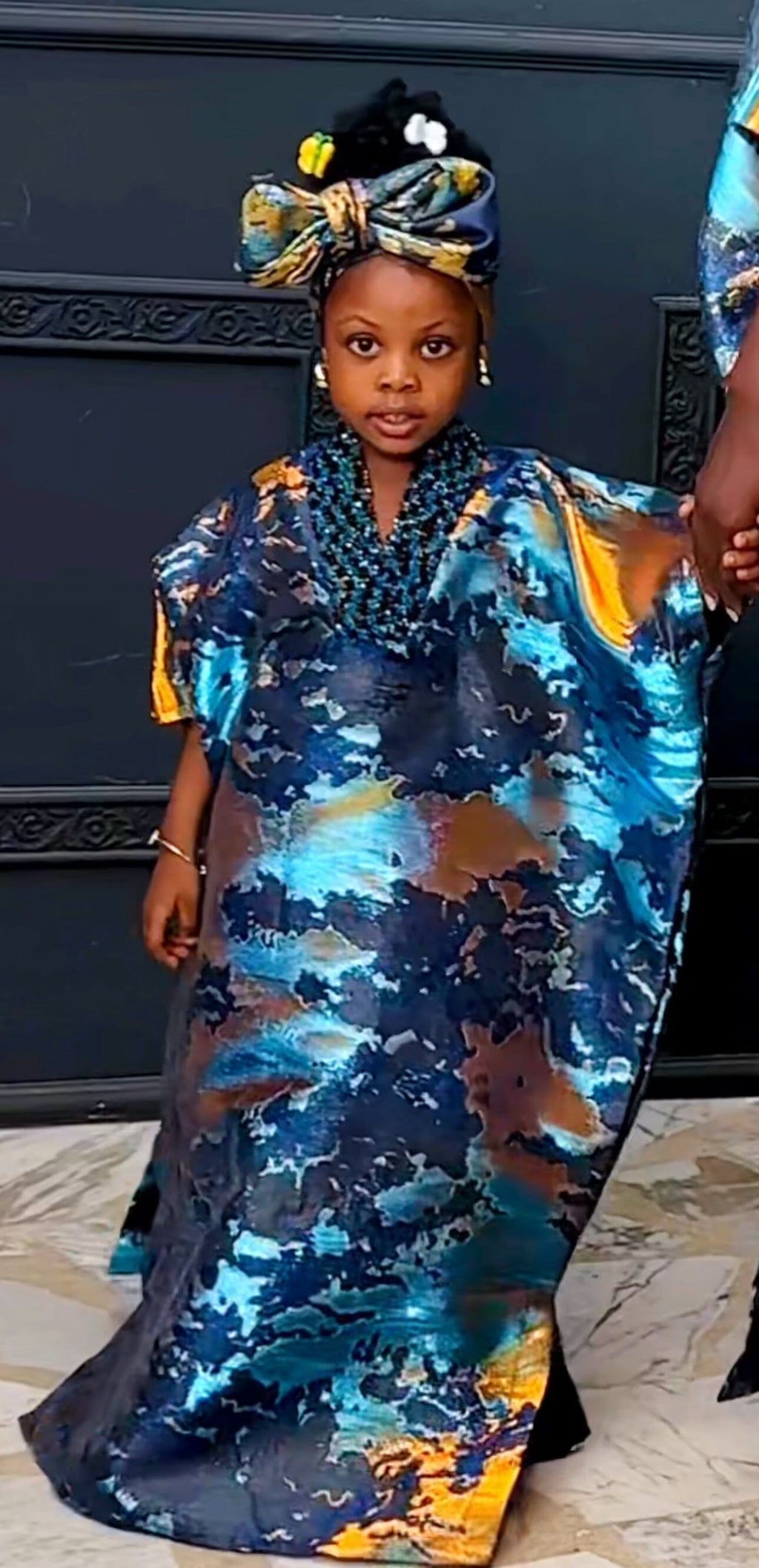 Kids Awuke 2.0 Brocade Beaded Damask Boubou