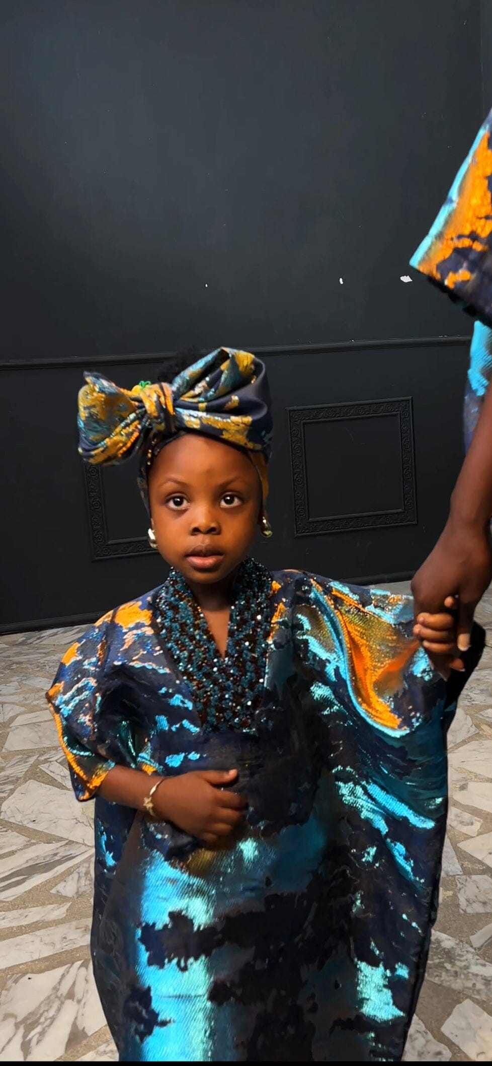 Kids Awuke 2.0 Brocade Beaded Damask Boubou