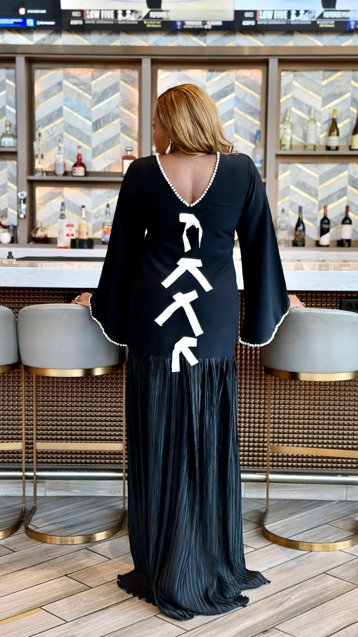 Laho Black Pearl Maxi Pleated Dress