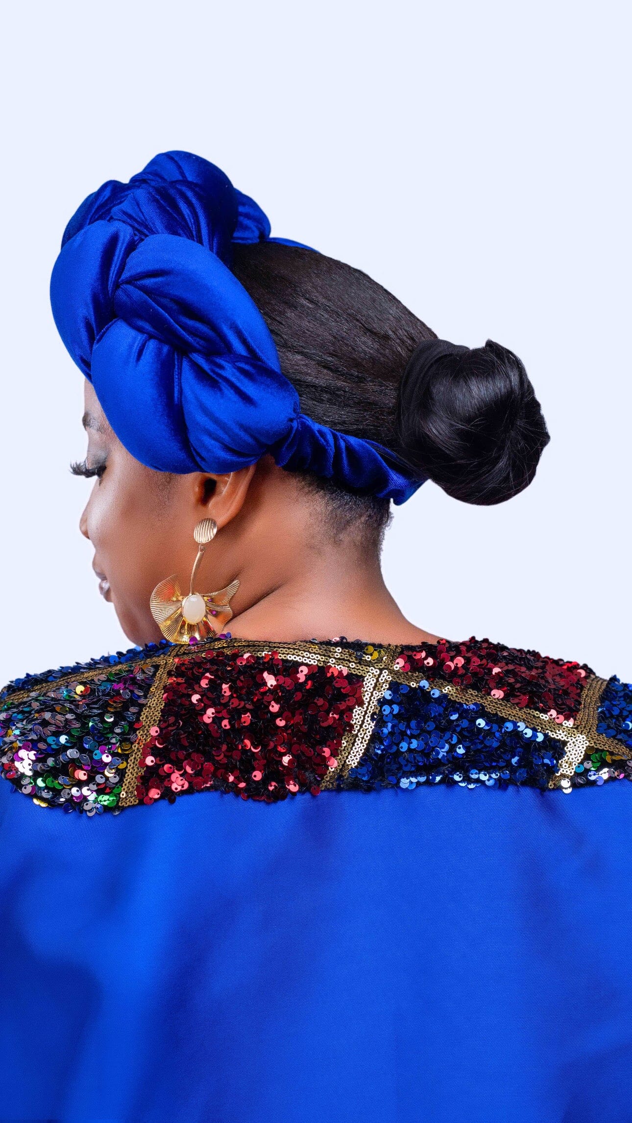 Omoge Twist Cap (blue velvet)- Women's African Cap